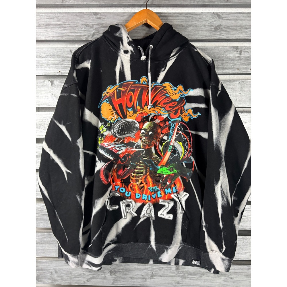 Broken Promises Hot Wheels Tie Dye Hoodie Mens XL You Drive Me Crazy Skeleton